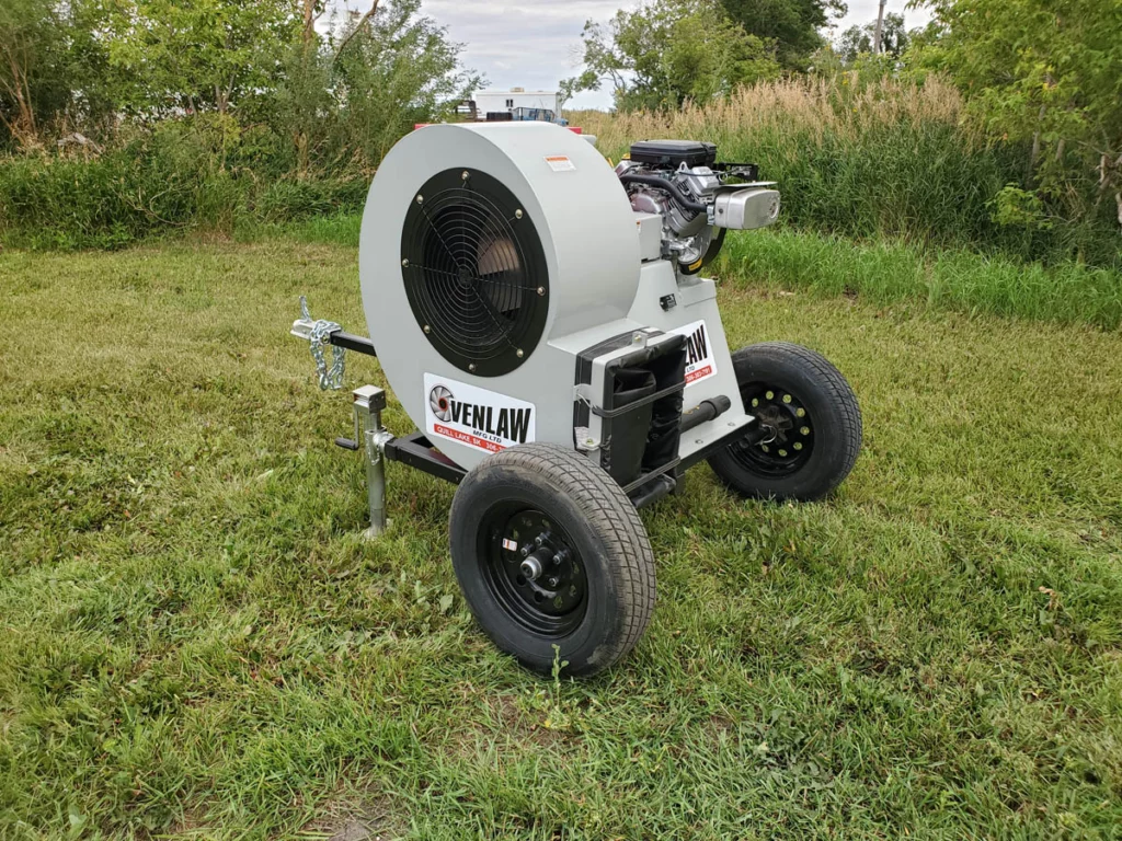 Gas Powered Aeration Fan from 45 degree angle